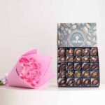 Crioro Premium Stuffed Medjool Dates - 25-Piece & Revival Roses Bouquet