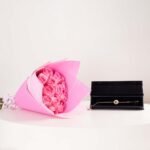GUESS Women’s Gold-Tone Charm Chain Bracelet & Pink Roses Bouquet